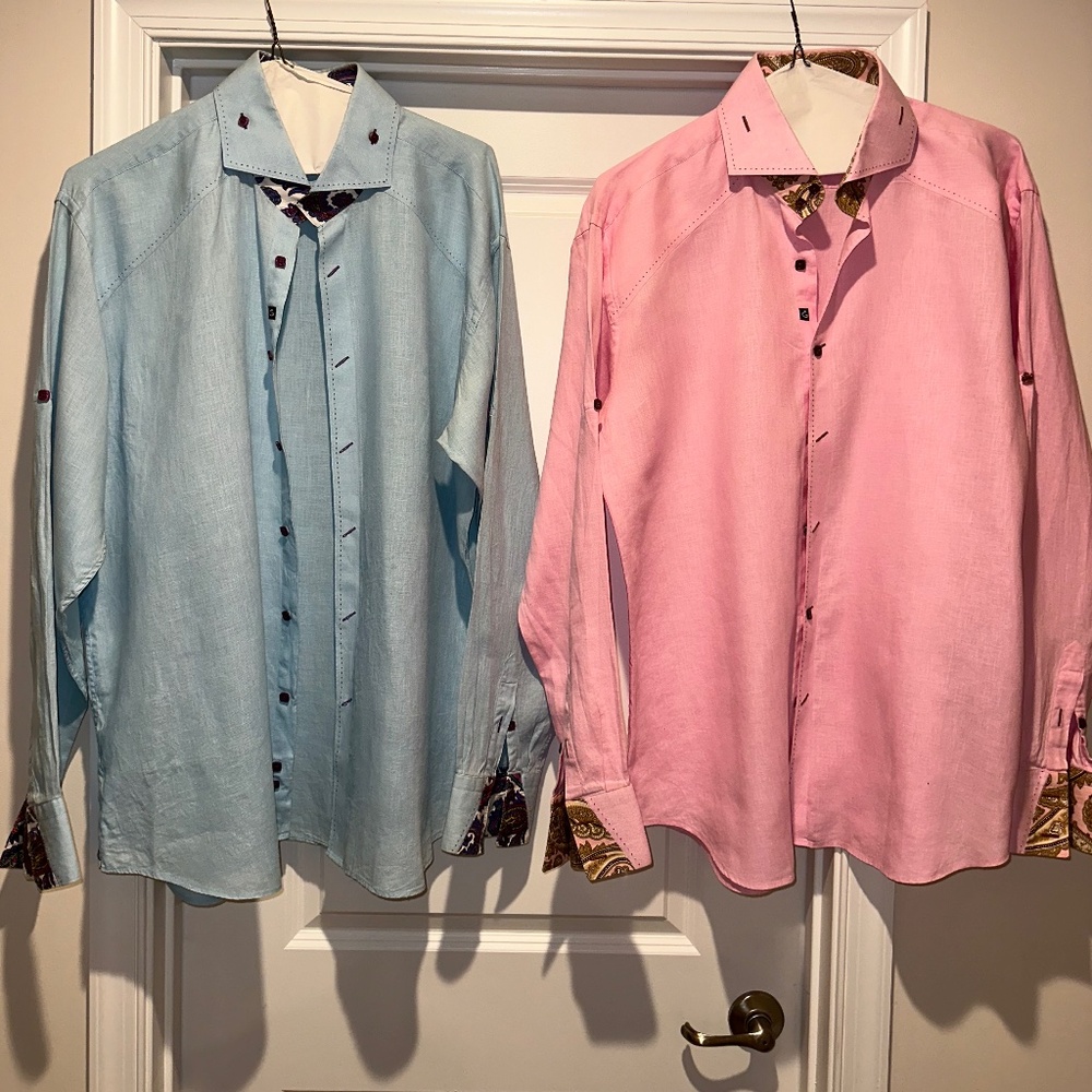 Bogosse men's linen lot of 2 long sleeve shirts
